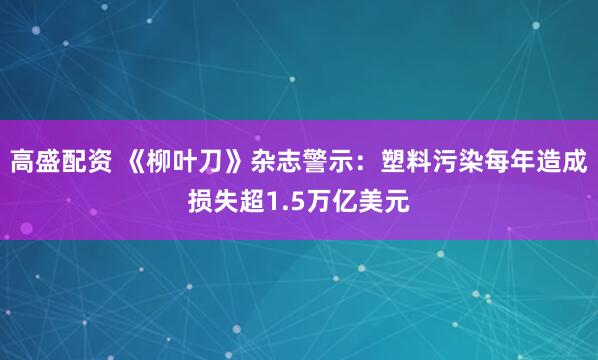 高盛配资 《柳叶刀》杂志警示：塑料污染每年造成损失超1.5万亿美元